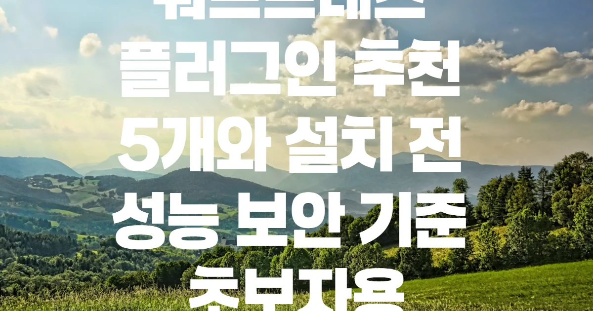 워드프레스 플러그인 추천 5개와 설치 전 성능 보안 기준 초보자용